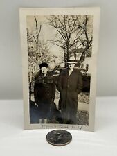 Vintage Photo Snapshot Of Old Couple In Winter Outfits  picture