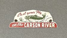 VINTAGE CARSON RIVER FISH PLATE TOPPER PORCELAIN SIGN CAR GAS TRUCK GASOLINE picture