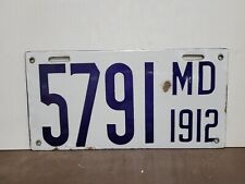 1912 Maryland  PORCELAIN  License Plate Tag CHOICE CONDITION picture