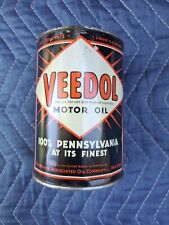 Rare Vintage Veedol Motor Oil Quart Tide Water Gas Station Metal Can picture