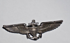 WWII US Navy Naval Aviator Sterling Silver Pilot Wings Sweetheart Pin  1.75