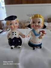 Antique Dutch Boy & Girl Salt And Pepper Shakers picture