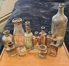 Mixed Lot of 10 Vintage - Antique Old Apothecary Food Moxie Glass Bottles As Is picture