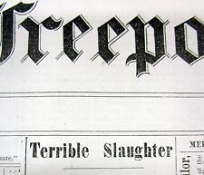 1876 newspaper w headline onTHE CUSTER MASSACRE at LITTLE BIG HORN used as an AD picture