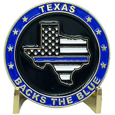 BL3-005 Texas BACKS THE BLUE Thin Blue Line Police Challenge Coin with free matc picture
