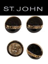 St John Knits 0.5 Inch Black Domed & Gold Tone Banded Logo Replacement Buttons  picture