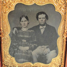 1/6 Plate Crisp Tin type Photo Portrait of Handsome Couple DaguerrotypeTintype picture