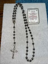 NEW BEAUTIFUL MADE IN ITALY HEMATITE BEAD OUR LADY OF LOURDES ROSARY picture