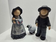 Amish Faceless Couple Family - Man, Woman, Baby, Sheep  12