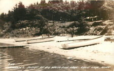 RPPC Postcard Dammann's Resort on Big White Fish Lake Cross Lake MN Canoes Beach picture