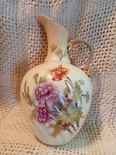 Uniq Antiq RW Rudolstadt Germany Porcelain Floral Pitcher. Gold Accent. Hd.Made. picture