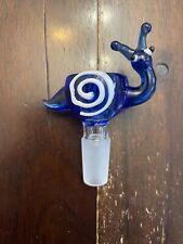 14mm Premium Glass Water Pipe Bowl Snail Blue picture
