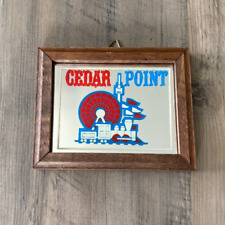 Vintage 1970s Cedar Point Small Souvenir Mirror in Wood Frame picture