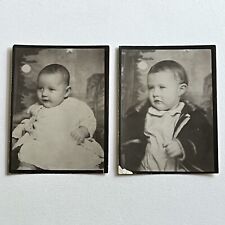 Vintage Photo Booth Photograph Adorable Baby Moon Star Lot Of 2 picture