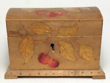 Antique Pyrography Small Box with Cherry Decoration picture