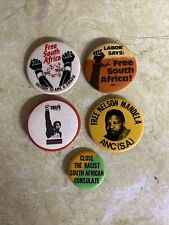 Vintage Lot Of Free South Africa Protest Apartheid  Buttons Nelson Mandela SWAPO picture