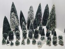 Large Mixed Lot of 40 Department 56 Flocked Trees for Christmas Winter Village picture