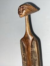 Vintage Wood Statue Male Figure Looks Like A Space Alien  Made In Mozambique 16” picture