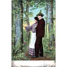 Courting Couple In a Forest Romance 1906 Victorian Original Postcard TK1-P18 picture