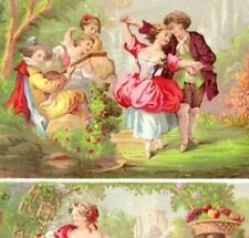 1880s Victorian Trade Cards Uncut Four Renaissance Style Scenes *A picture