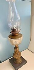 antique Victorian figural OIL LAMP table kerosene glass vtg P&A bust brass Eagle picture
