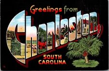 RARE Vintage CHARLESTON, South Carolina Large Letter Postcard Kropp 1942 Cancel picture