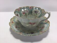 S8 Vintage Antique Circa 18 Century Hand Painted Elegant Porcelain Teacup Saucer picture