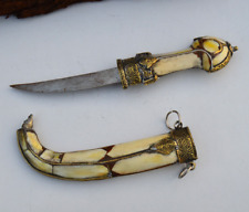 Antique Vintage Handmade Moroccan Dagger Knife Bone&Bronze islamic Arabic Sword picture