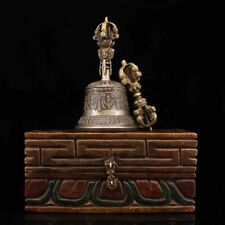 Chinese Temple collection Old copper handmade Build Bell Vajra + Box picture