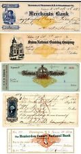 Group of 5 Different Checks with Revenues - Check - Checks with Revenue Stamps picture