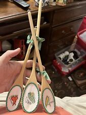 Set Of 2 Handmade Vintage Cross-stitch Wooden Decorative Spoons picture
