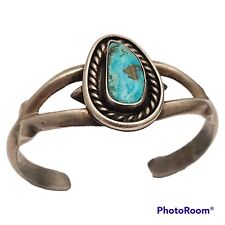 Old Pawn Sterling Silver & Royston Turquoise Sandcast Cuff Bracelet picture