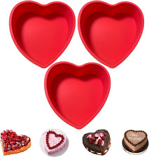 Silicone Heart Shaped Cake Pans, 3Pcs 6 Inch Silicone Cake Pan for Baking, Heart picture