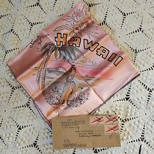 1945 Hawaii Pink Souvenir Scarf Mailable in Box WWII Navy Gift Home Vintage picture