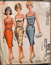 Vintage 1962 McCall's Strap Fitted Slender Dress Pattern #6312 Sz 16 picture