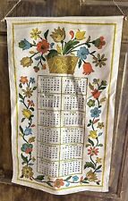 Vintage Tea Towel 1968 Calendar  Cotton Floral Wall Hanging  Retro Cottage Core picture