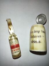 Vintage Miniature Scotch Whiskey Bottle And Miniature Beer Stein (Repaired) picture