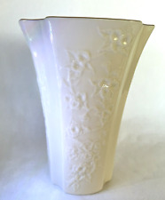 Lenox Vintage Cream Porcelain Fluted Embossed Flowers Vase 8.25
