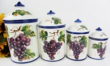 Vintage Bassano Hand-painted Ceramic 4 Pc Canister Set ~ Made In Italy picture