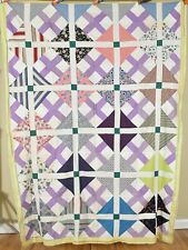 CHEERY Vintage 30's Shoofly Variation Quilt Top ~Colorful Vintage Fabrics picture