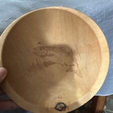 Great Alaskan Wooden Bowl With A Carved Trout picture