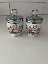 ROYAL WORCESTER “Bournemouth” Rose Egg Coddlers Vintage Set Of Two picture