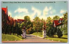 Vintage Postcard PA Bethlehem Lehigh Univ Faraternities Entrance Linen ~12388 picture