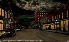 Postcard IA Mason City, Iowa; Main, North of 5th Street at Night V6 picture
