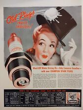 Vintage 1941 champions spark plug print ad, old plugs invite trouble picture