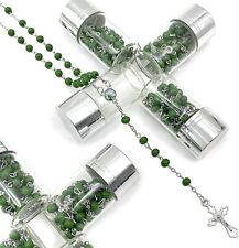 Bulk 12 x  Green St Jude Rosary Glass Beads Rosary Necklace Recuerdos De Bautizo picture