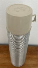 Vintage Metal Thermos  Glass Lined Beige Top - Brand Of Vacuum Bottle picture