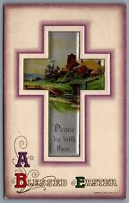 Postcard Easter c1911 John Winsch A Blessed Easter Peace Be With Thee Cross picture