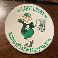 I Got Lucky Bennigan’s St. Patrick's Week 1981 Classic Pinback picture