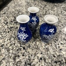Antique Japanese Miniature Apple Blossom Bud Vases - Set of 2 - 4